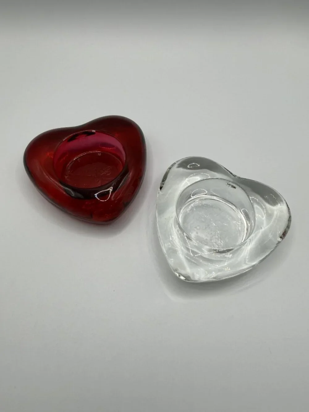 Heart Votive Candle Holders Red & Clear